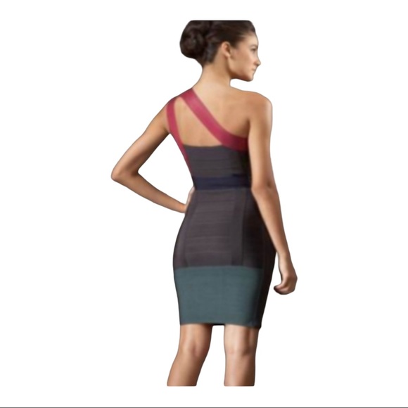 Herve Leger Bodycon Rose one shoulder Bandage dress Fitted size medium - Picture 10 of 11